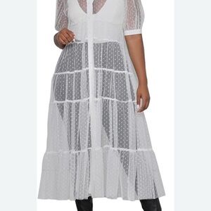 Jealous Tomato White Tiered Buttondown Maxi Dress or Cover-up in size 3X